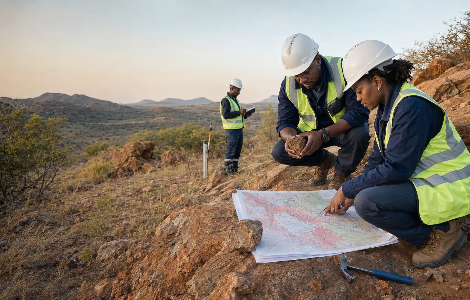 Illustrative geological field team