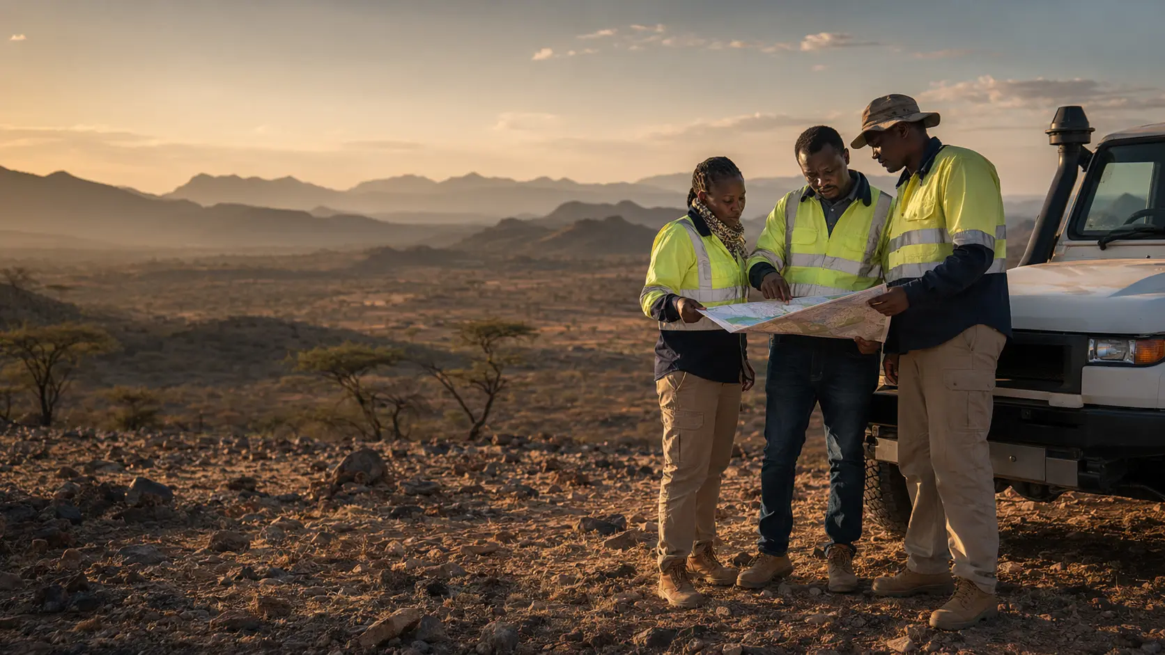Illustrative geological field team in the Lomirok operating area of Samburu County